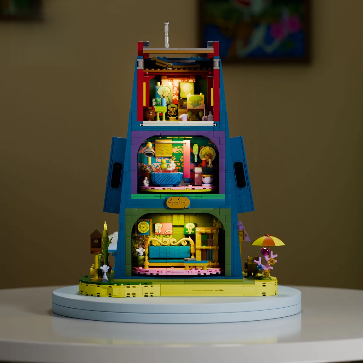 AREA-X AB0078 SpongeBob SquarePants – Squidward's Stone House Building Blocks Set with LED Lights – 1577 Pieces