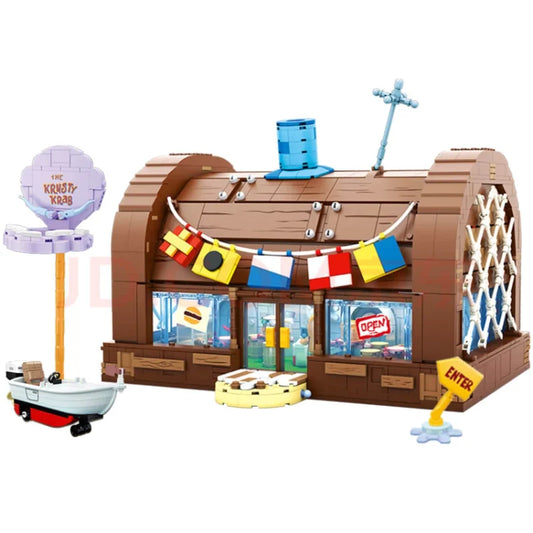 AREA-X AB0027 SpongeBob SquarePants – The Krusty Krab Restaurant Building Blocks Set with LED Lights