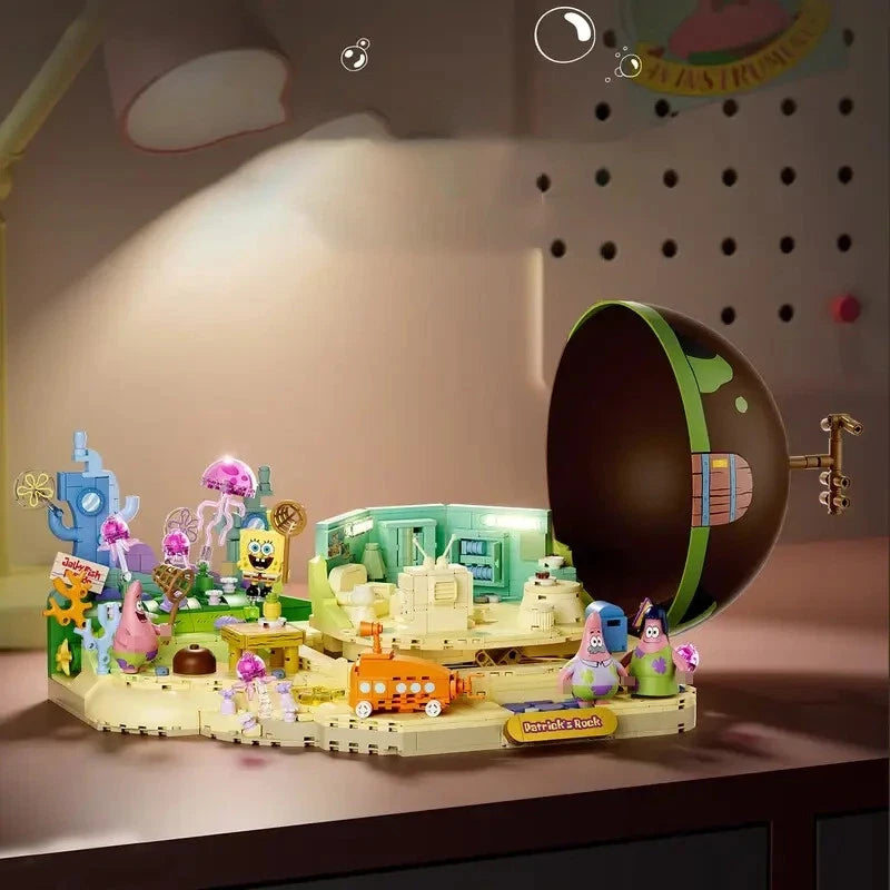 AREA-X AB0089 SpongeBob SquarePants – Patrick Star's Rock House Building Blocks Set with LED Lights