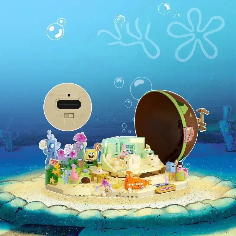 AREA-X AB0089 SpongeBob SquarePants – Patrick Star's Rock House Building Blocks Set with LED Lights