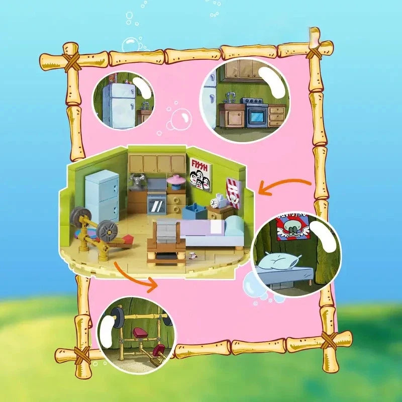 AREA-X AB0089 SpongeBob SquarePants – Patrick Star's Rock House Building Blocks Set with LED Lights