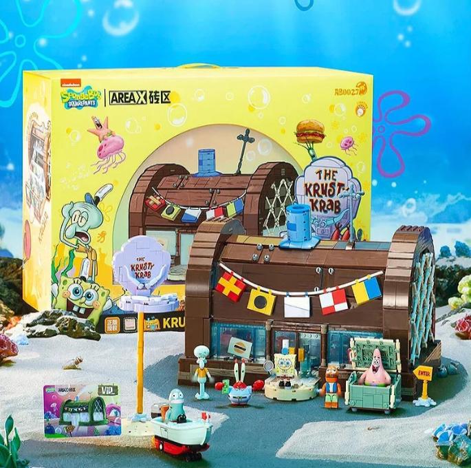 AREA-X AB0027 SpongeBob SquarePants – The Krusty Krab Restaurant Building Blocks Set with LED Lights