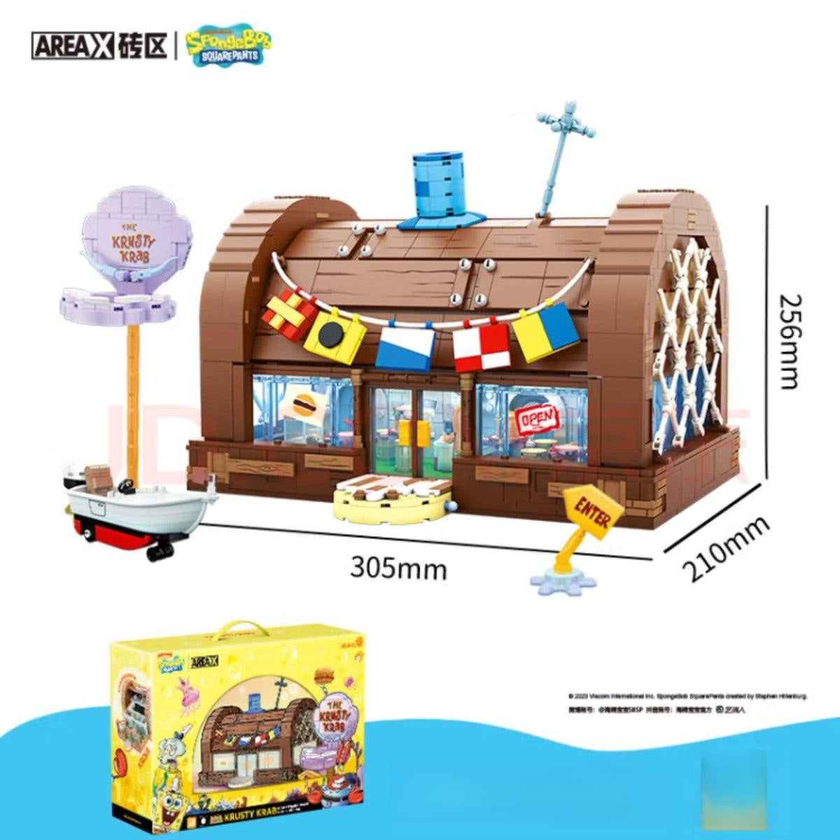 AREA-X AB0027 SpongeBob SquarePants – The Krusty Krab Restaurant Building Blocks Set with LED Lights