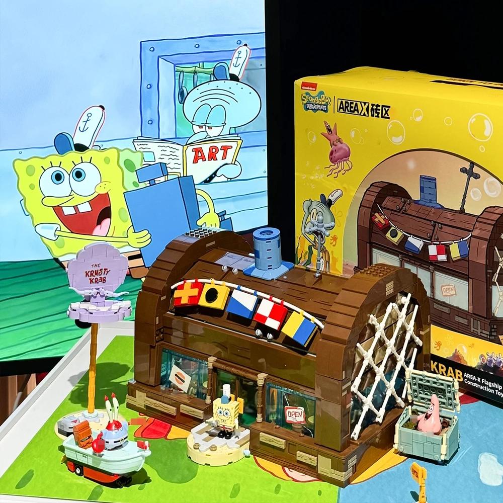 AREA-X AB0027 SpongeBob SquarePants – The Krusty Krab Restaurant Building Blocks Set with LED Lights