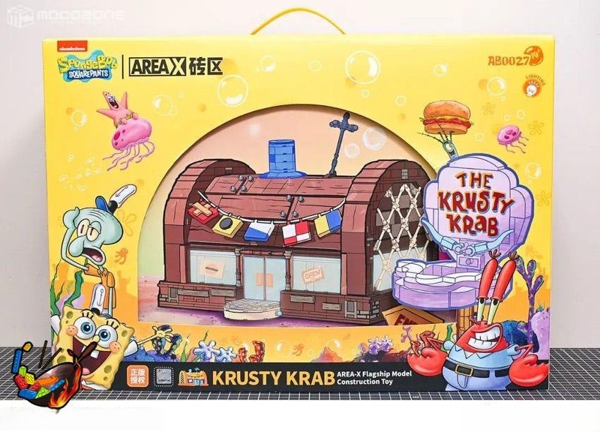 AREA-X AB0027 SpongeBob SquarePants – The Krusty Krab Restaurant Building Blocks Set with LED Lights
