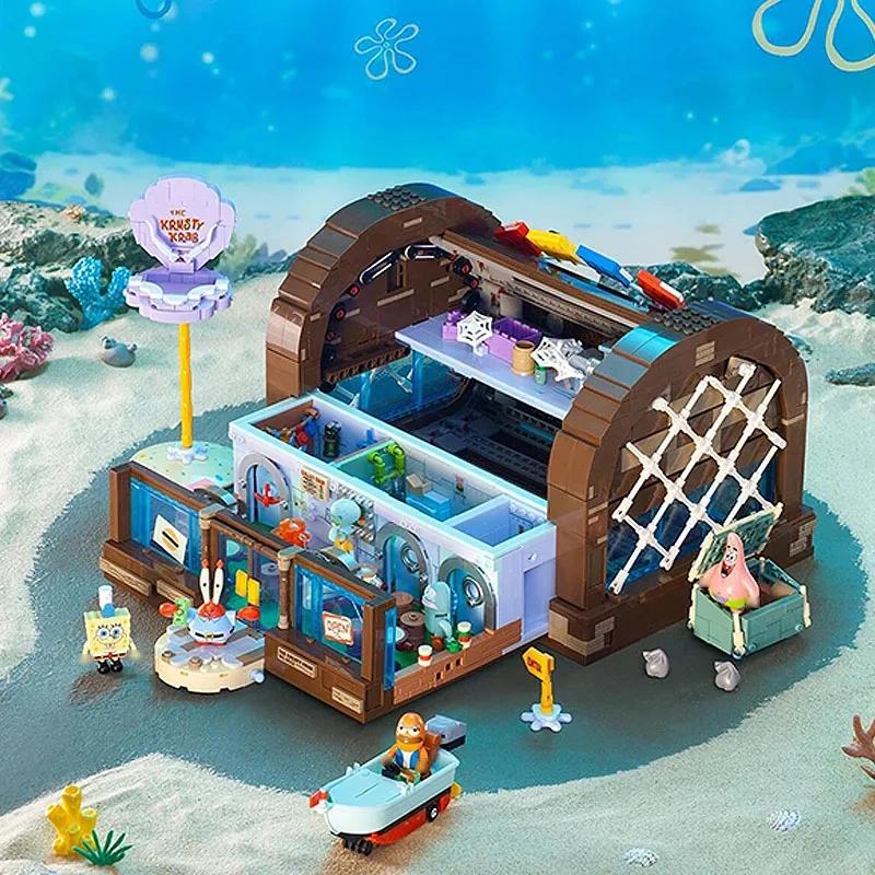 AREA-X AB0027 SpongeBob SquarePants – The Krusty Krab Restaurant Building Blocks Set with LED Lights