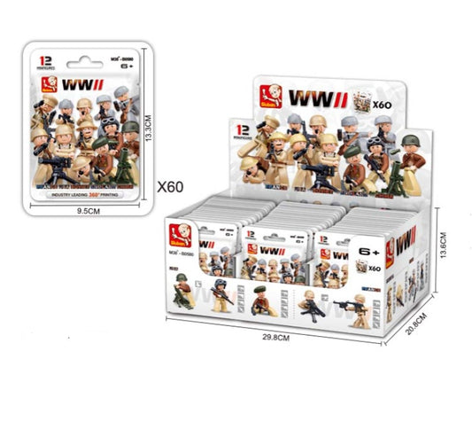 Sluban B0580 World War 2 Mini Figures 60 Pcs in Blind Pack - Each (1 of 60)