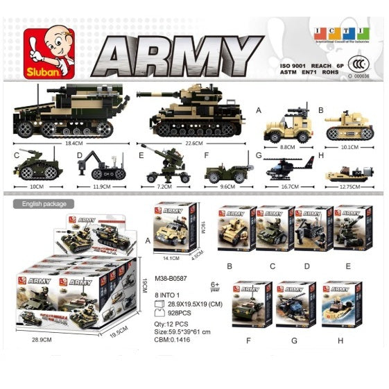 Sluban B0587 ARMY 8 INTO 1 With Mini Figures - Each (1 of 8)