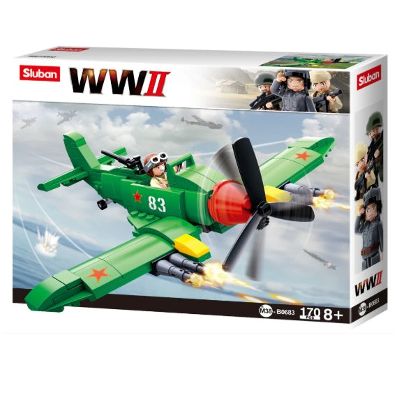 Sluban B0683 WW2 PLANE ILYUSHIN 2 with Minifigure