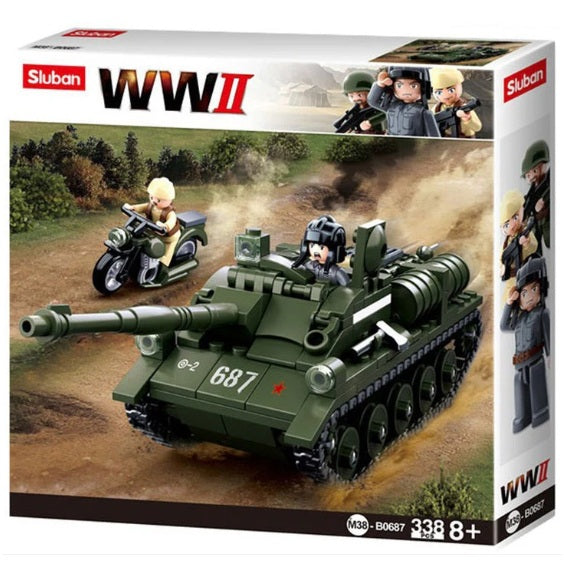 Sluban B0687 WW2 SU-85 TANK Destroyer With 2 Mini Figures