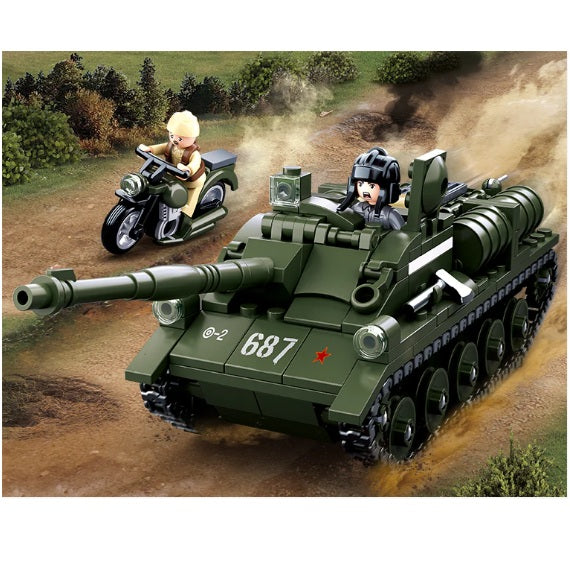 Sluban B0687 WW2 SU-85 TANK Destroyer With 2 Mini Figures