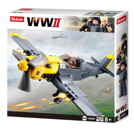 Sluban B0692 WW2 Plane Messerschmitt BF109 Fighter With Mini Figure