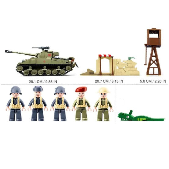 Sluban B0713 WW2 Battle Scene with 5 Mini Figures
