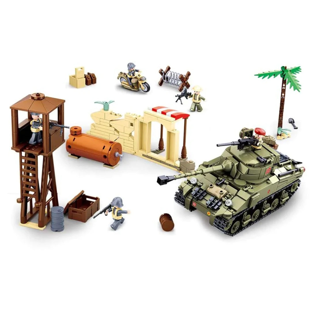 Sluban B0713 WW2 Battle Scene with 5 Mini Figures