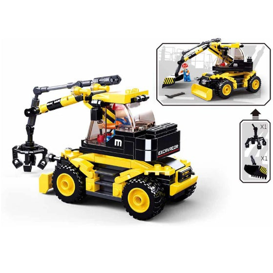 Sluban B0805 Town Construction Excavator & Lifter with Minifigure