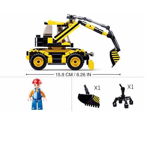 Sluban B0805 Town Construction Excavator & Lifter with Minifigure