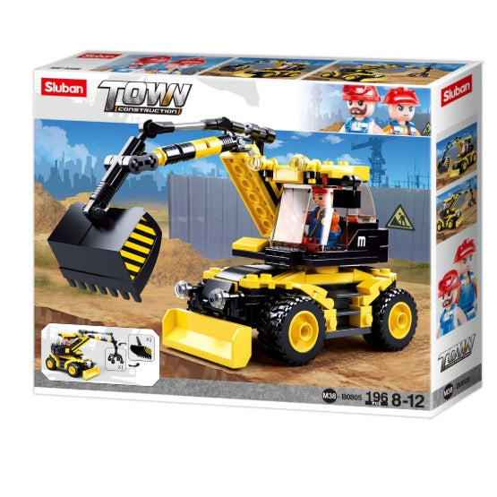 Sluban B0805 Town Construction Excavator & Lifter with Minifigure