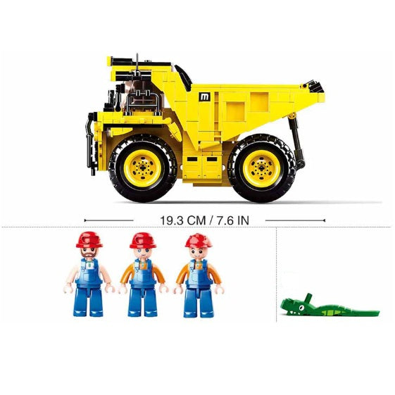 Sluban B0806 Town Construction Mining Dump Truck with 3 Minifigures