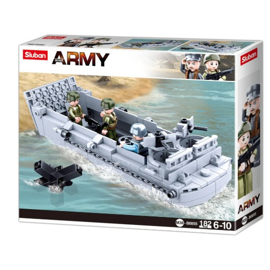Sluban B0855 WW2 Higgins Landing Craft with 3 Minifigures