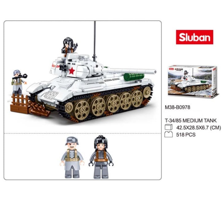 Sluban B0978 Battle of Budapest T34-35 Medium Heavy Tank with 2 Minifigures