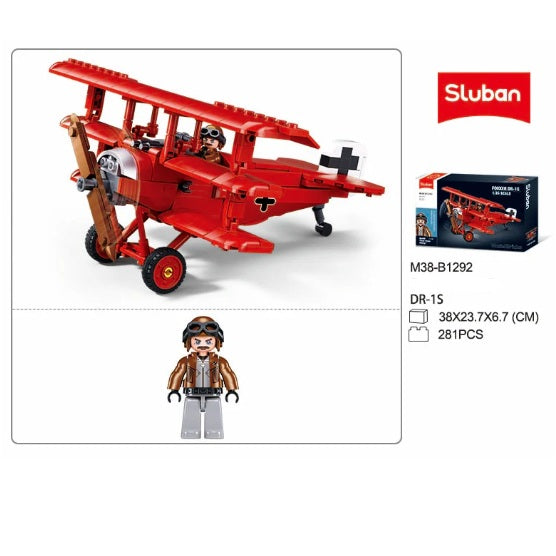 Sluban B1292 WW1 Fokker Dr.1 Triplane with Minifigure