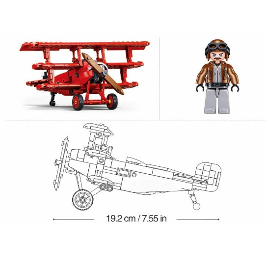 Sluban B1292 WW1 Fokker Dr.1 Triplane with Minifigure