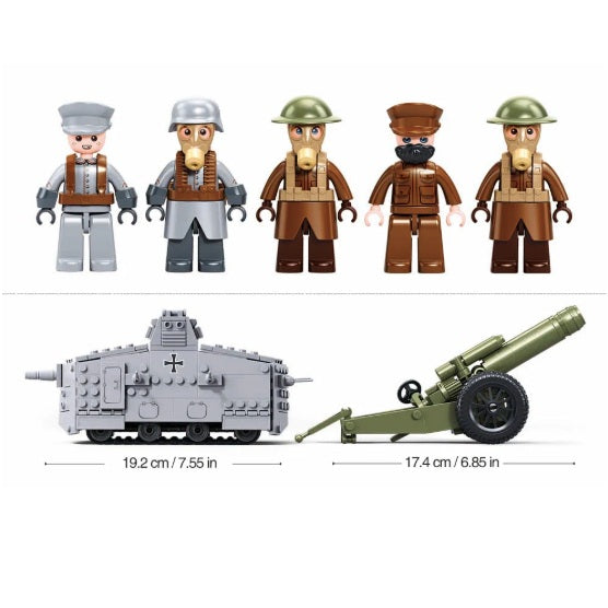 Sluban B1295 WW1 A7V Tank with 5 Minifigures