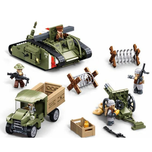 Sluban B1296 WW1 Mark V Tank with 5 Minifigures