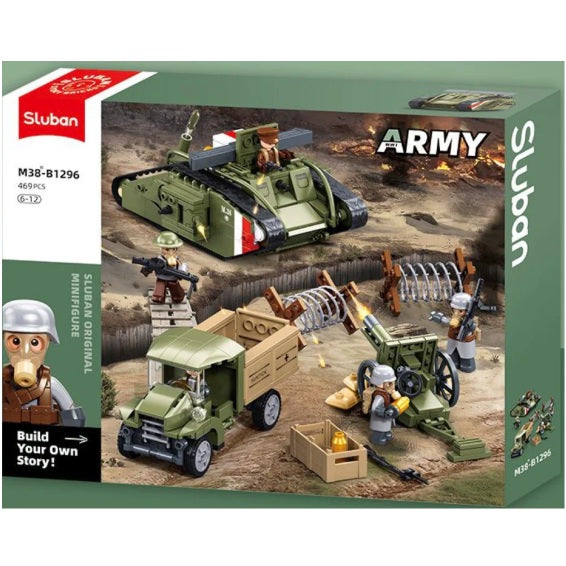 Sluban B1296 WW1 Mark V Tank with 5 Minifigures