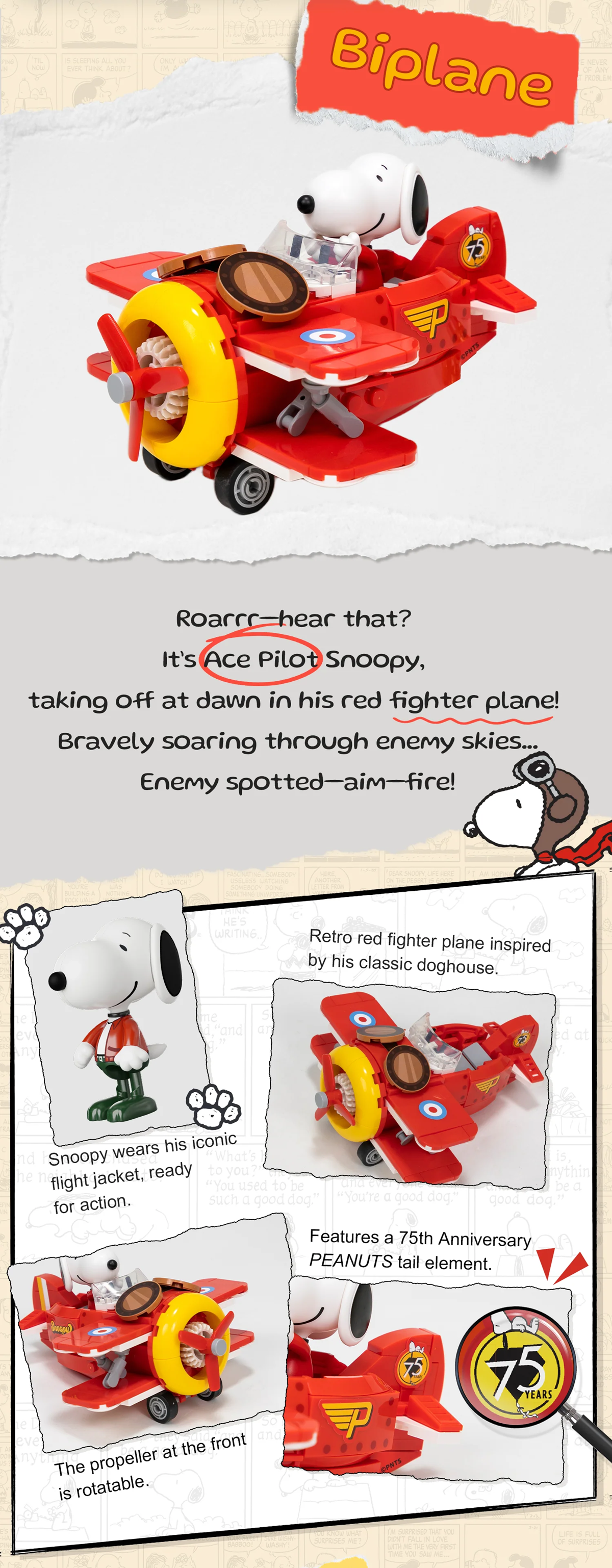 Pantasy 86905 Snoopy Where We Go Series - Biplane