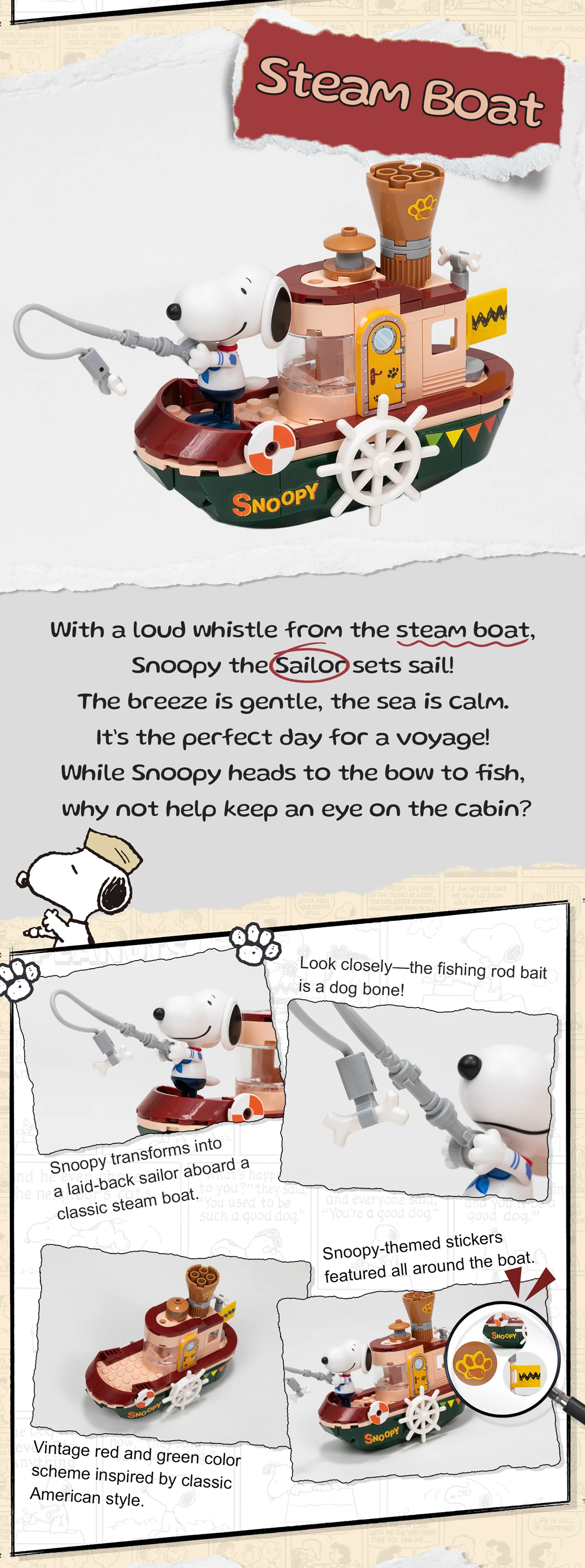 Pantasy 86907 Snoopy Where We Go Series - Steam Boat