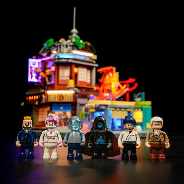 Lumibricks F9073 Cyberpunk Neoncity – Japanese Izakaya Building Blocks with LED Lights | 1987 Pieces