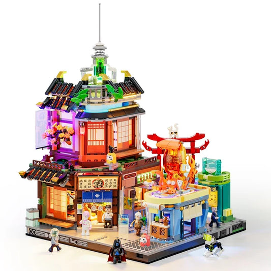 Lumibricks F9073 Cyberpunk Neoncity – Japanese Izakaya Building Blocks with LED Lights | 1987 Pieces