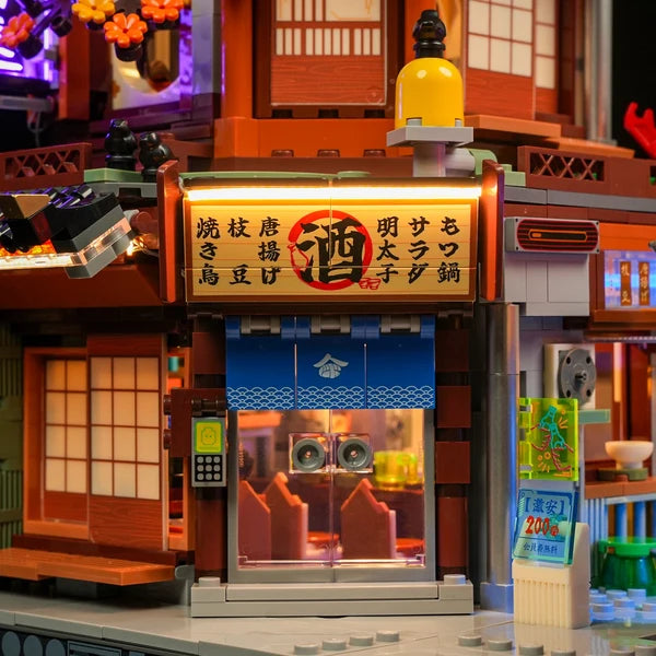 Lumibricks F9073 Cyberpunk Neoncity – Japanese Izakaya Building Blocks with LED Lights | 1987 Pieces