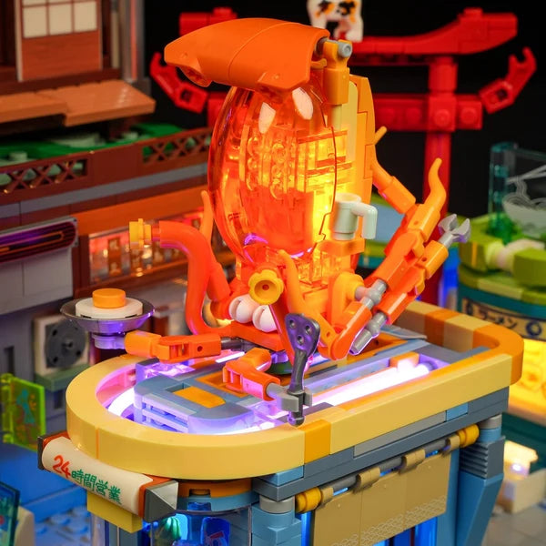 Lumibricks F9073 Cyberpunk Neoncity – Japanese Izakaya Building Blocks with LED Lights | 1987 Pieces