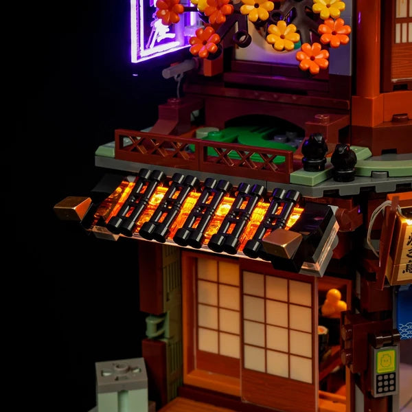 Lumibricks F9073 Cyberpunk Neoncity – Japanese Izakaya Building Blocks with LED Lights | 1987 Pieces