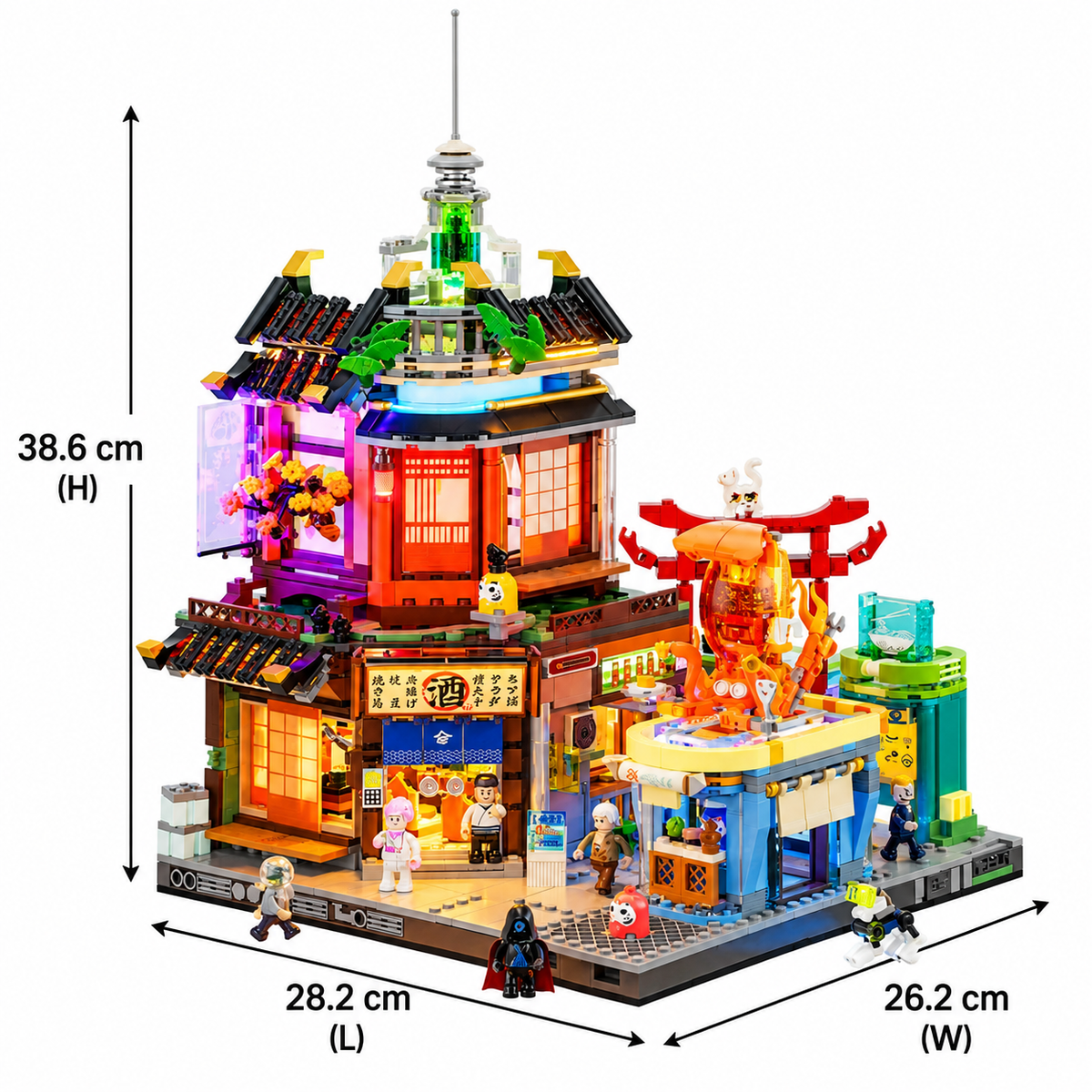 Lumibricks F9073 Cyberpunk Neoncity – Japanese Izakaya Building Blocks with LED Lights | 1987 Pieces