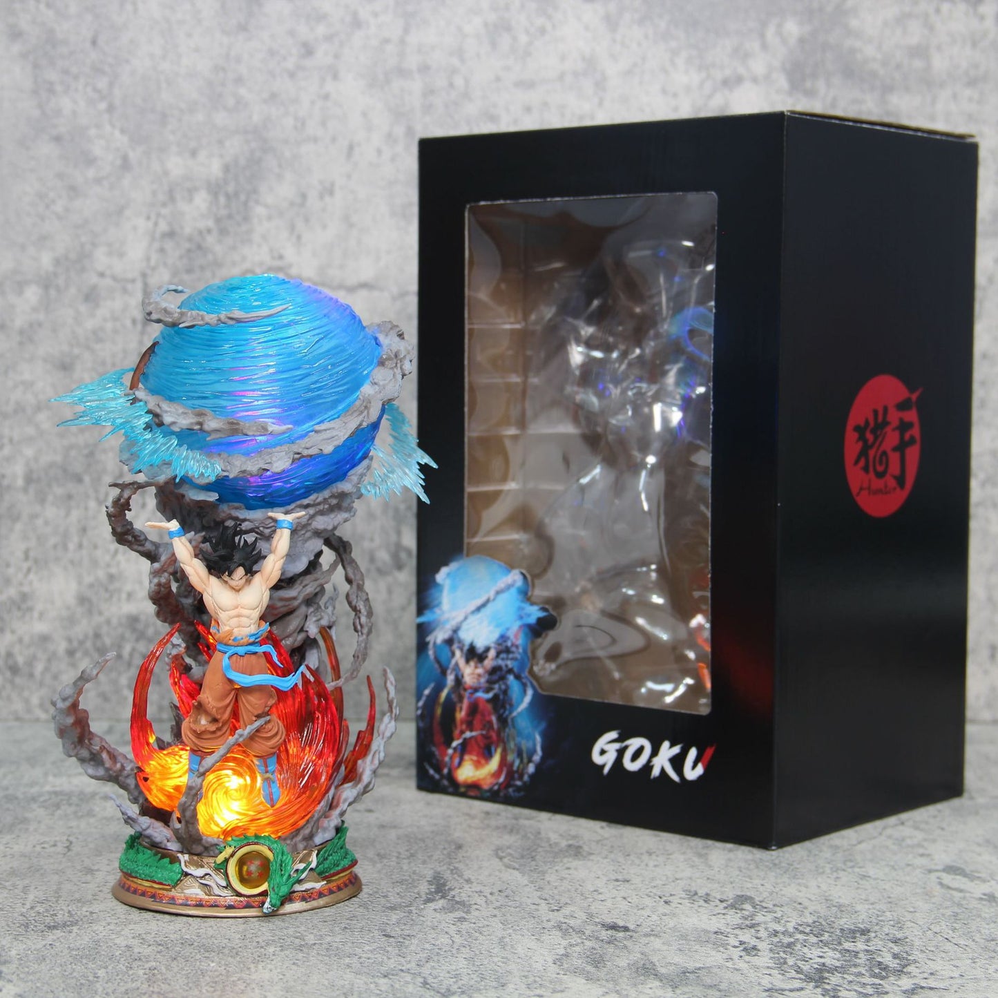 25cm Son Goku Dragon Ball Anime Figure Super Genki Bomb Luminous Figures Gk Figurine Pvc Statue Model Doll Collectible Gifts Toy