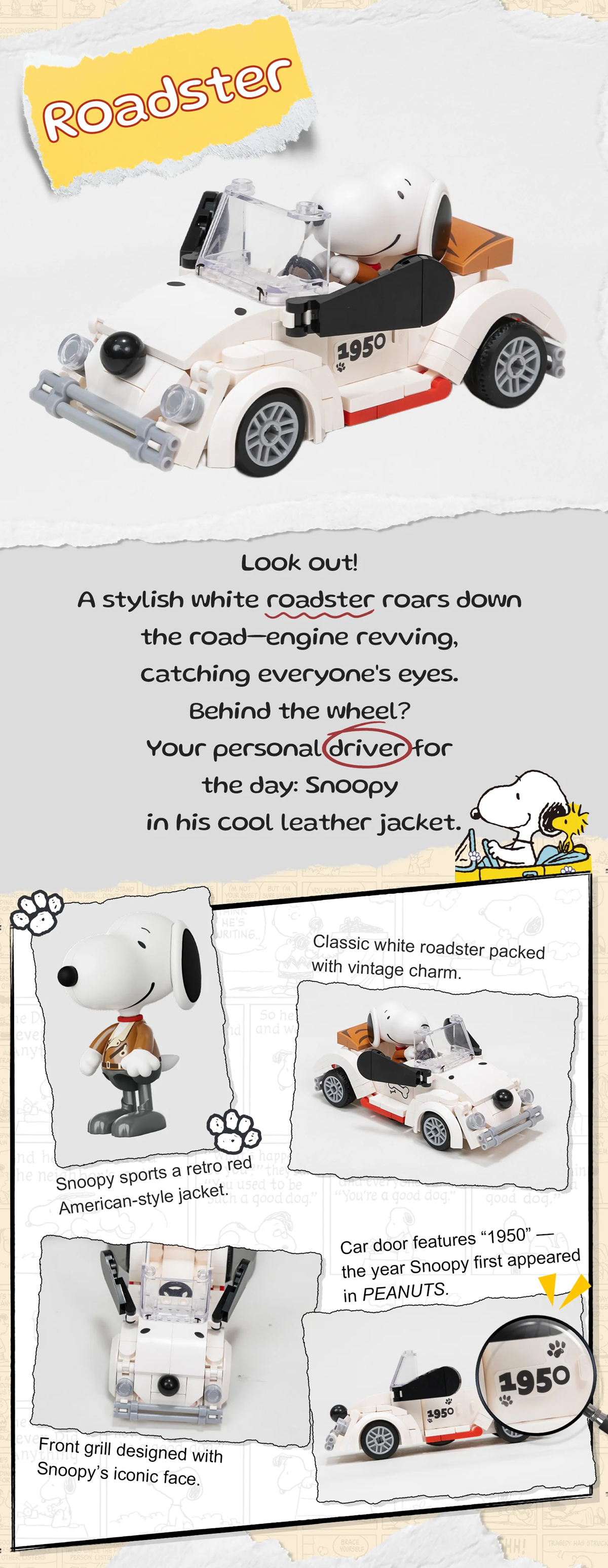 Pantasy 86908 Snoopy Where We Go Series - Roadster