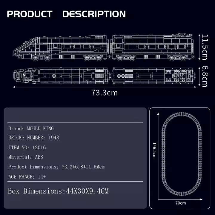 Mould King 12016 Eurostar E320 High-Speed Train (Motorised with Remote)