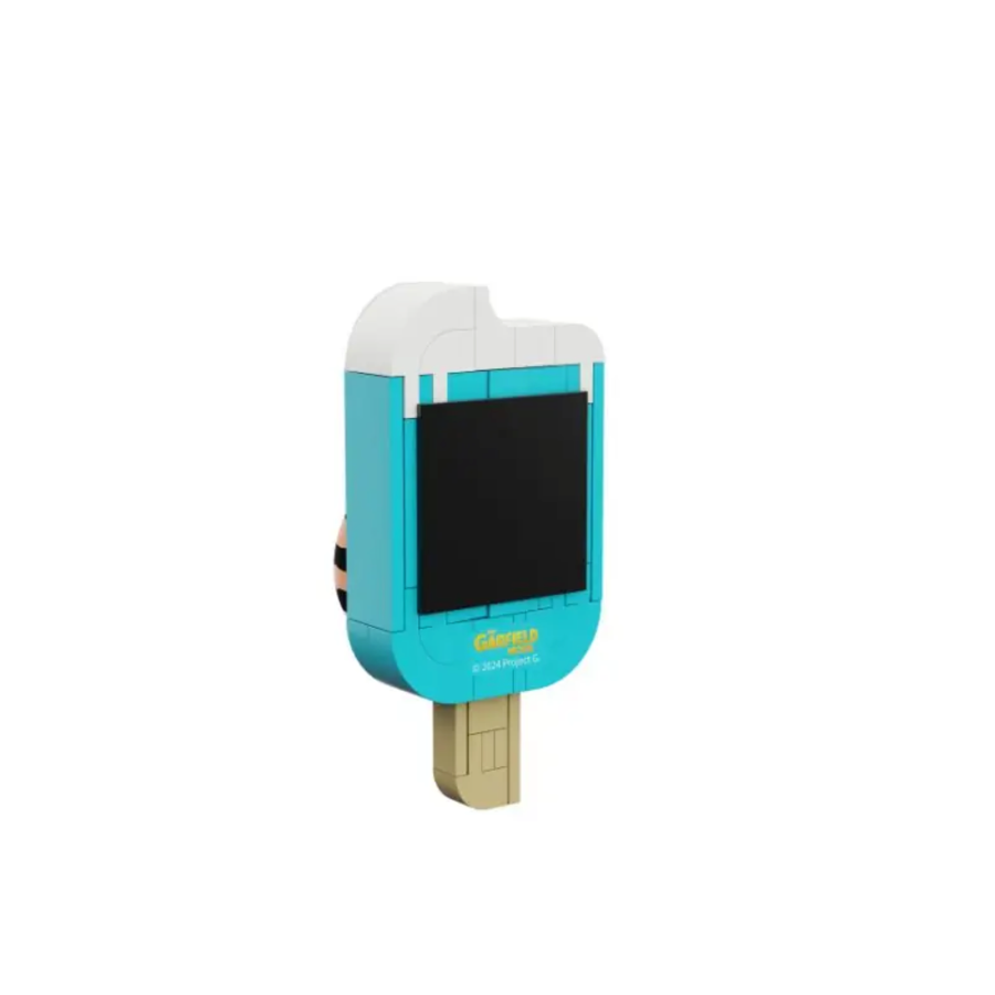 Teal and white device with a screen on a white background