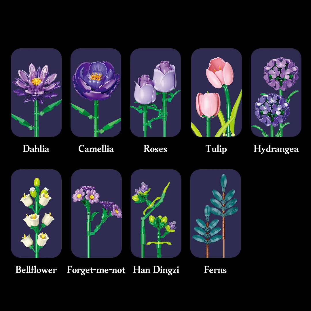 JIESTAR JJ9258 Purple Flower Bouquet Building Block Set