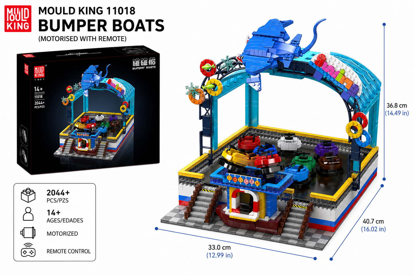 Mould King 11018 Bumper Boats (Motorised with Remote)