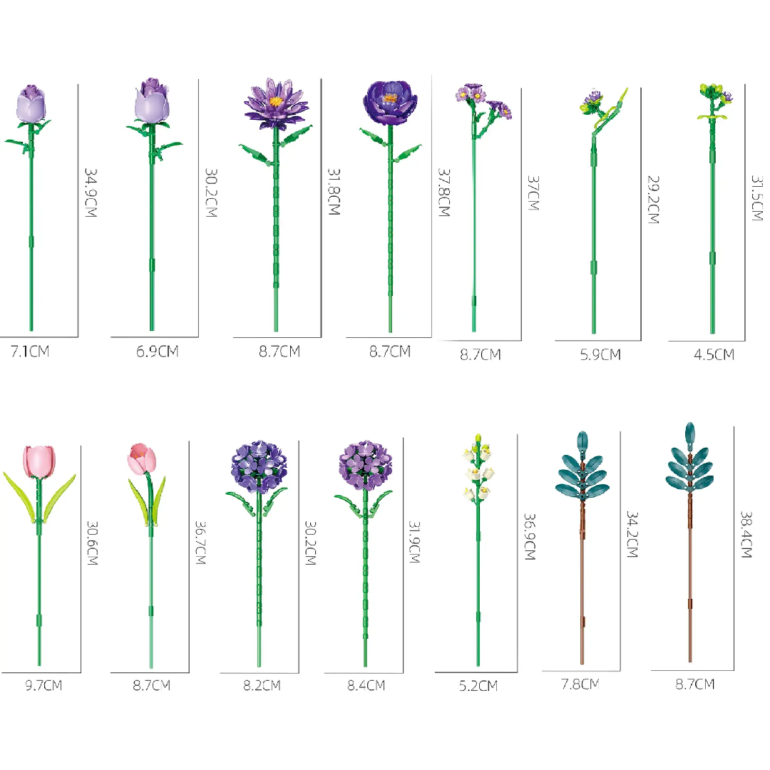 JIESTAR JJ9258 Purple Flower Bouquet Building Block Set