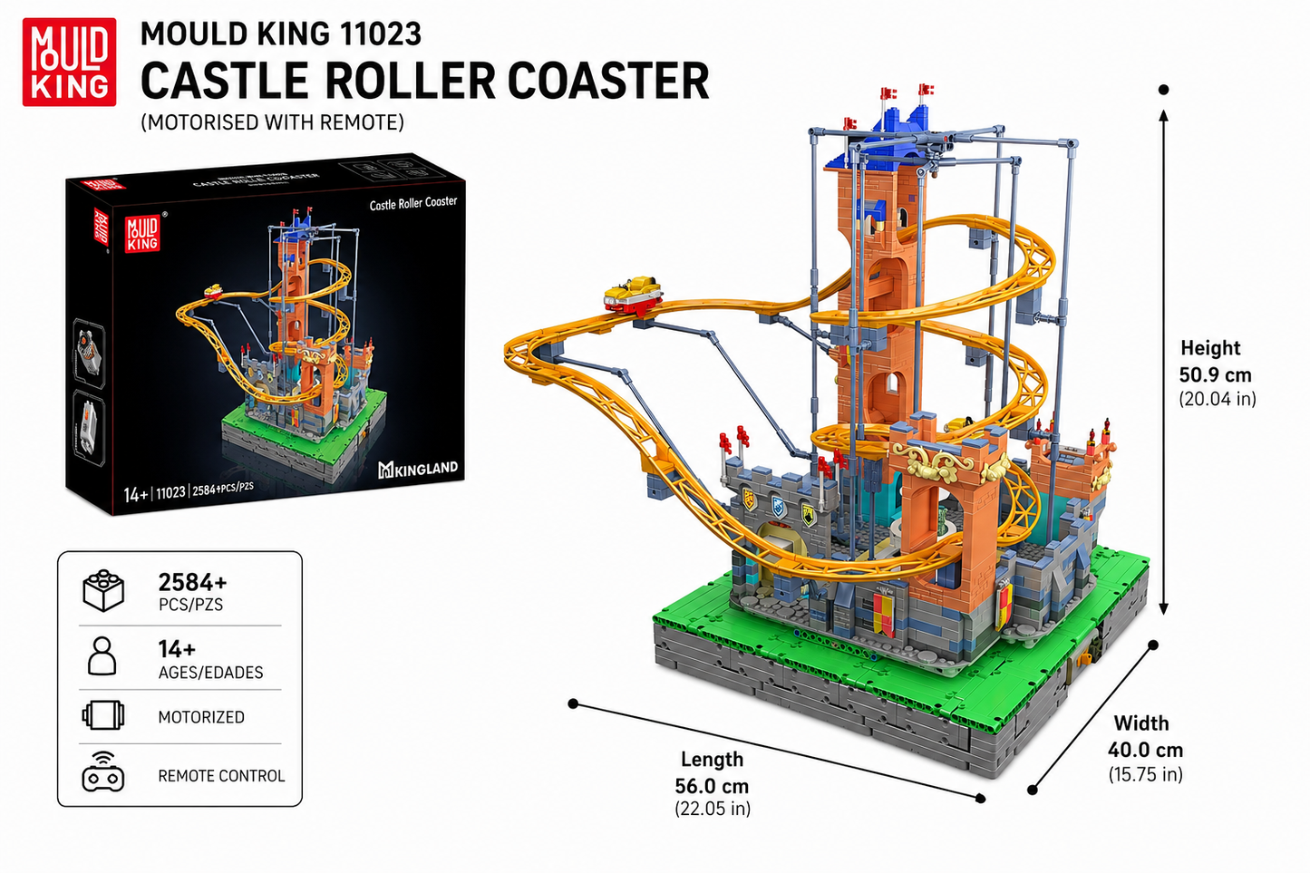 Mould King 11023 Castle Roller Coaster (Motorised with Remote)