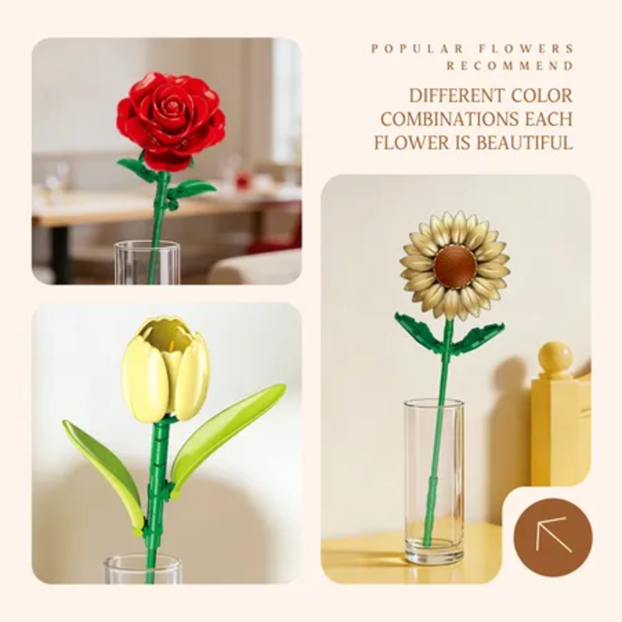 JIESTAR X88001/88002/88004/88008/88010/88011 Build Your Own Flower Bouquet Series