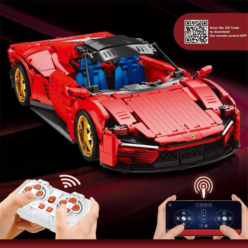 REOBRIX 11025-D Ferrari Daytona SP3 RC Building Block Set (1958PCS) (Motorised with Remote)
